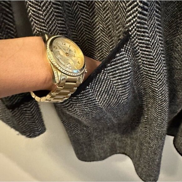 Christian Siriano Gray Herringbone Open Front Cardigan Women’s XS Cozy Chic - Picture 6 of 11